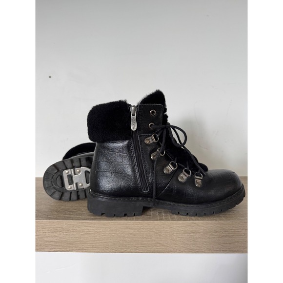 Artica Shoes - Artica Aisha Black Leather Winter Boots Fur Trim Ice Cleats Womens 37 US 6-6.5